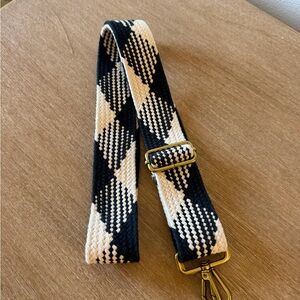 Madewell Black and White Checkered Strap with Brass Hardware
